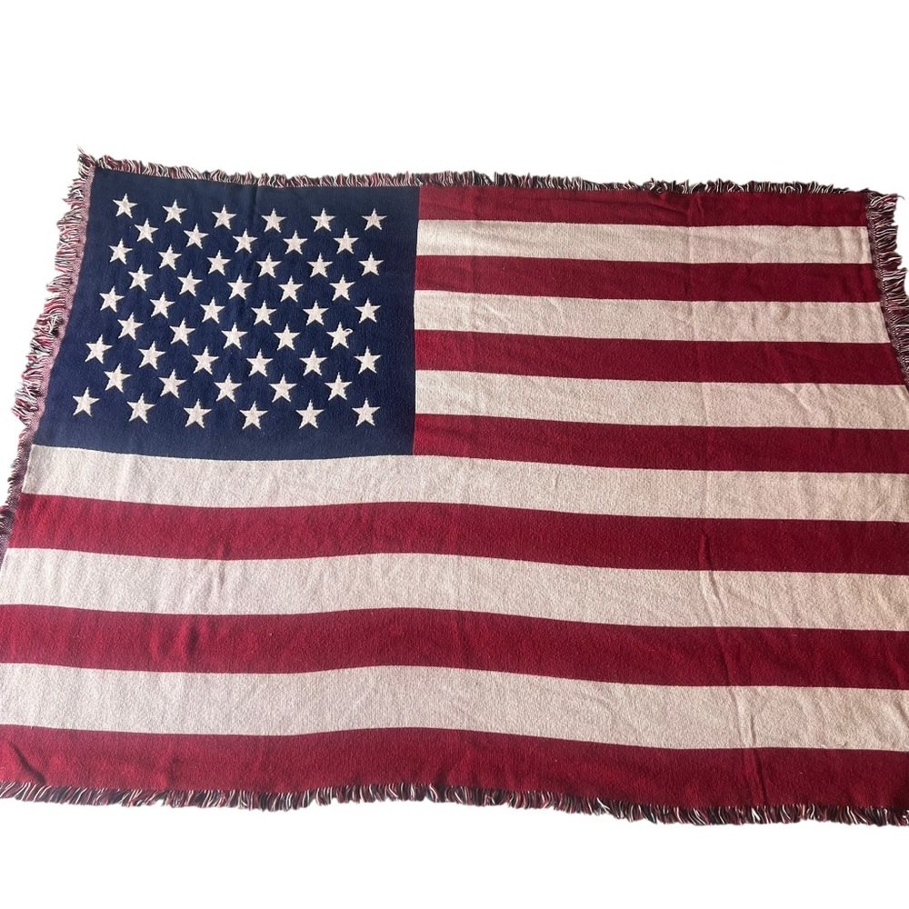 American‎ Flag Patriotic Knit fringe edge throw blanket 62x36
